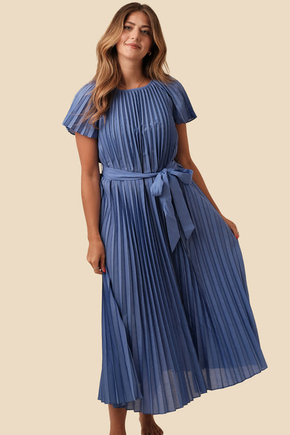 Current Air Vera Royal Blue Pleated Midi Dress