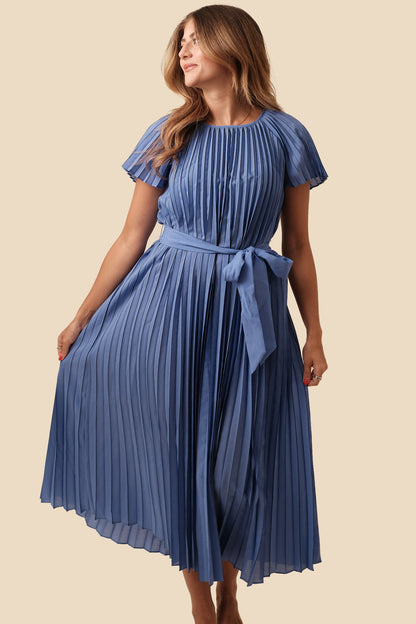 Current Air Vera Royal Blue Pleated Midi Dress (M)