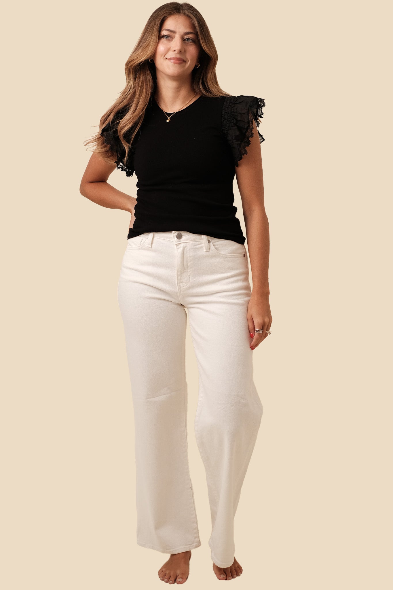 Just Black Denim White Slim Palazzo Denim