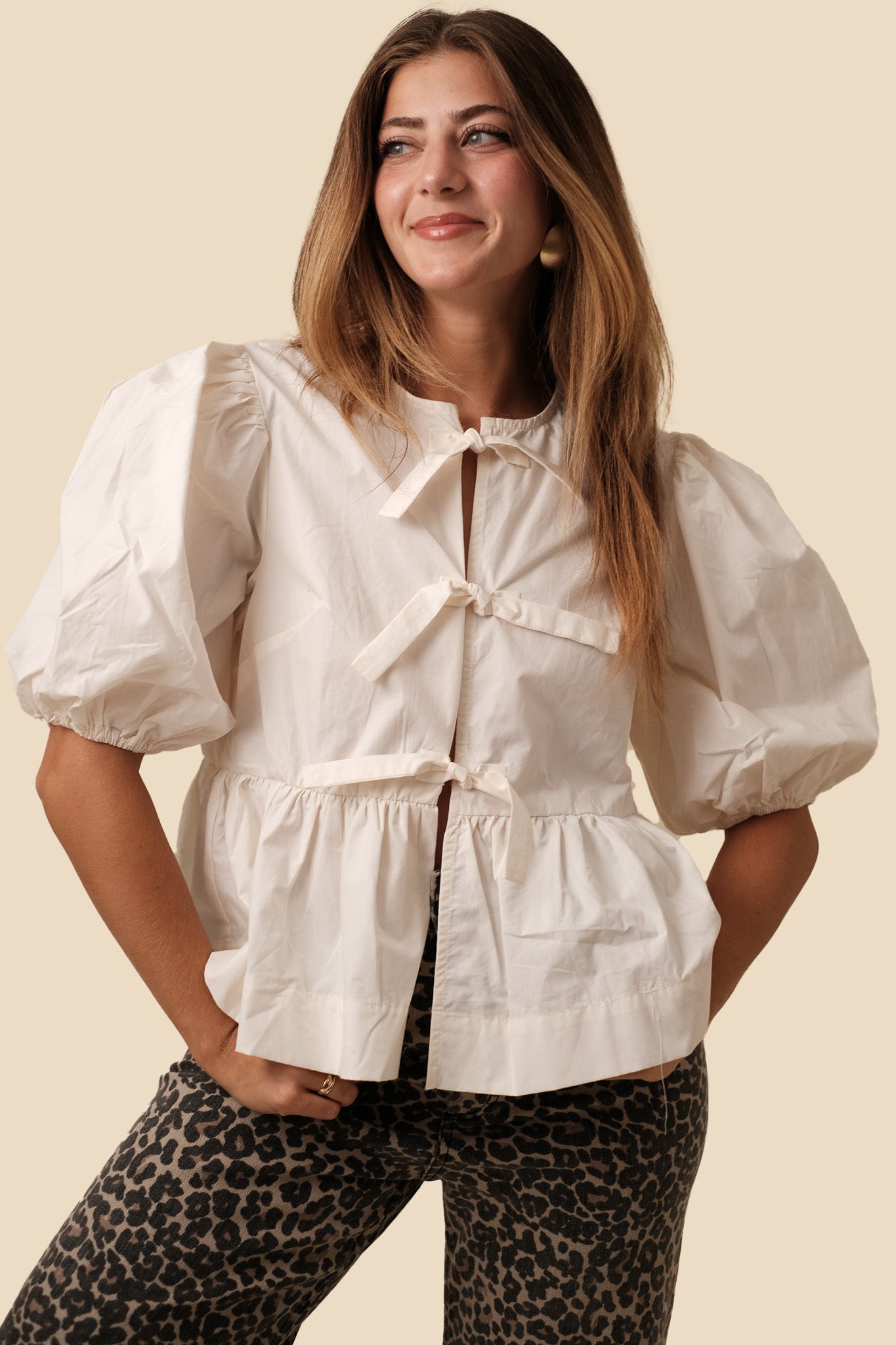 Sofie the Label Cara Cotton Poplin Tie Top (Cream)