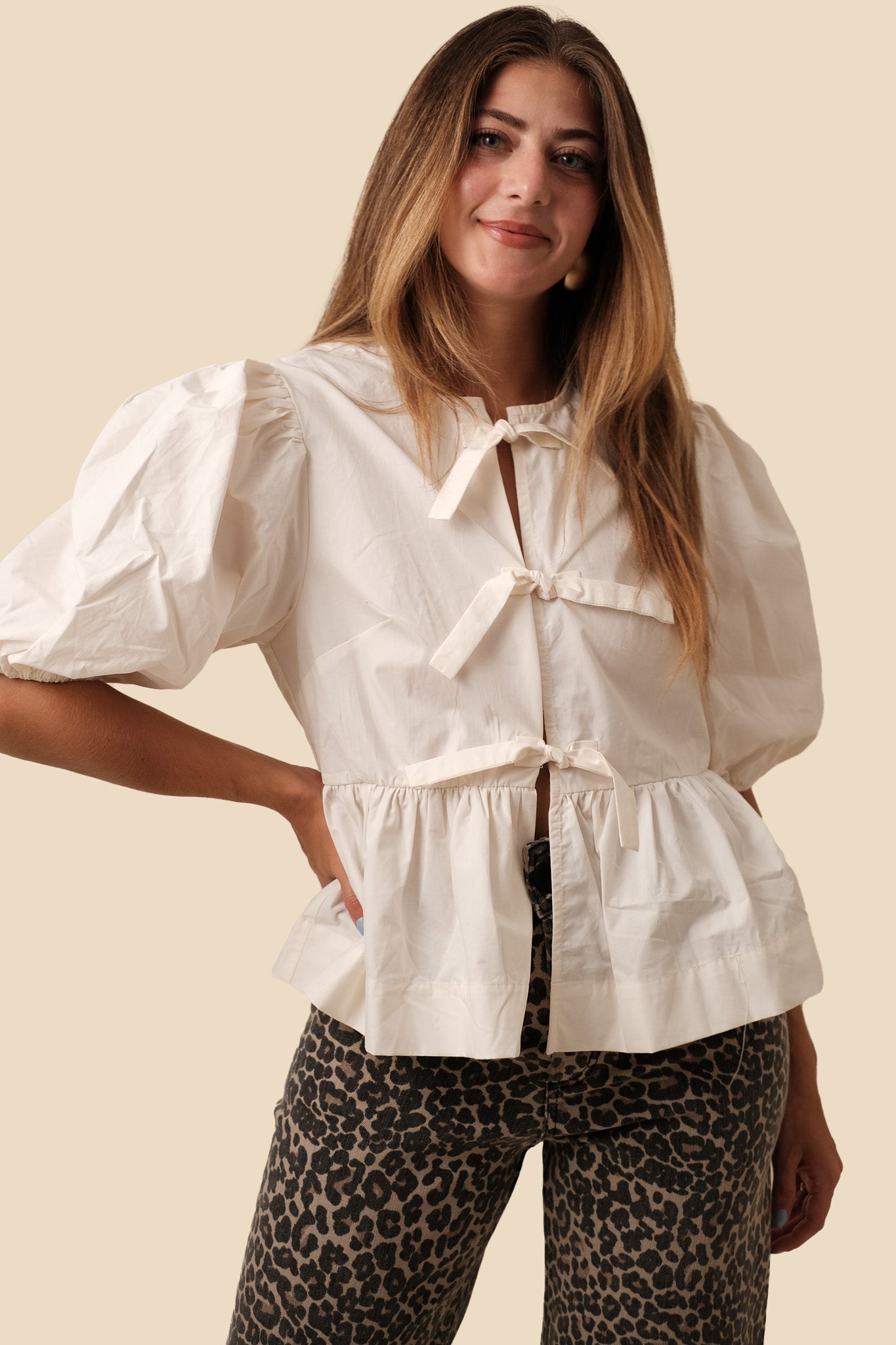 Sofie the Label Cara Cotton Poplin Tie Top (Cream)