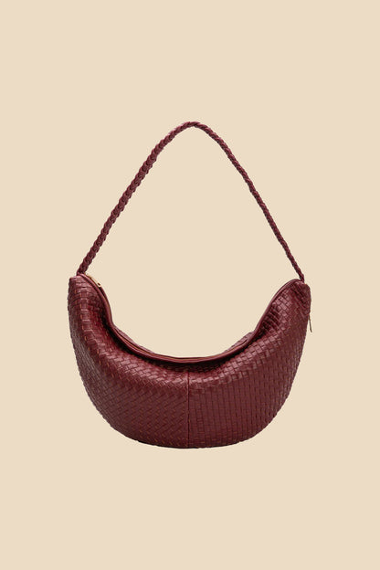 Melie Bianco Raquel Extra Large Woven Crossbody Bag (Cranberry)