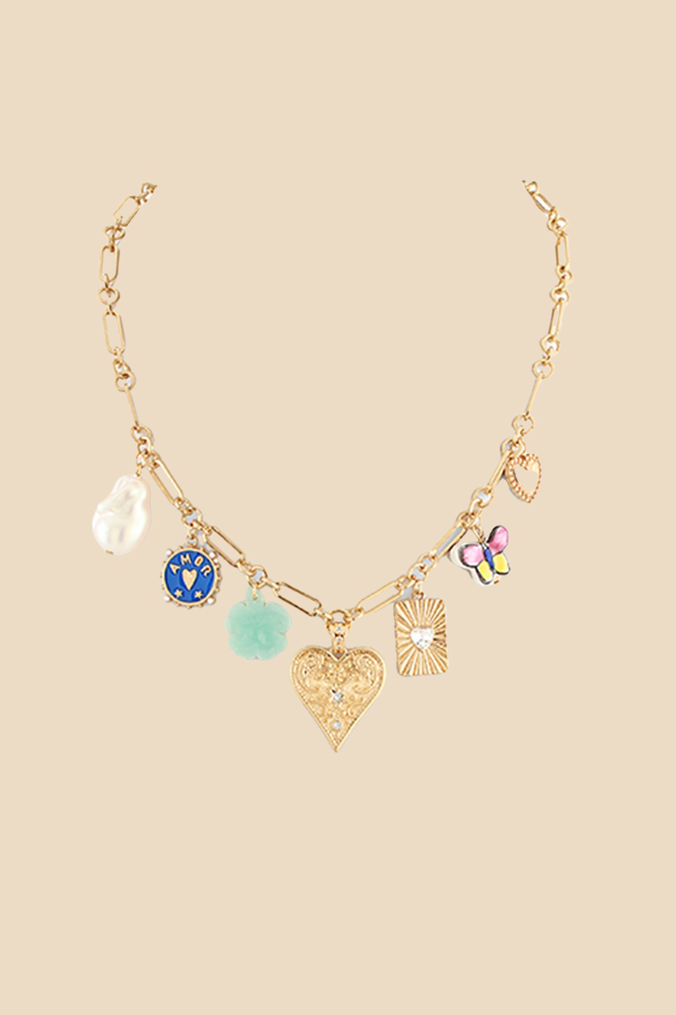 Heart Charm Gold Chain Necklace