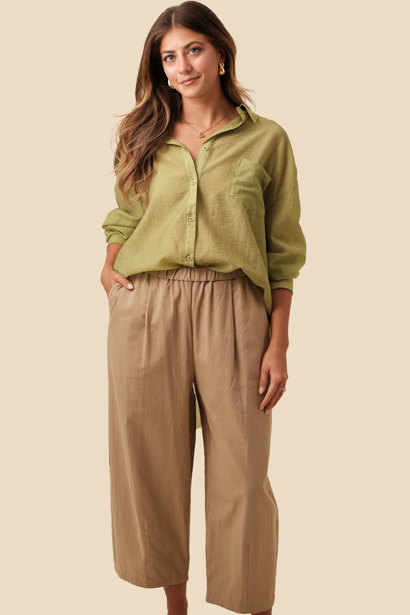 Sawyer Khaki Canvas Balloon Pants