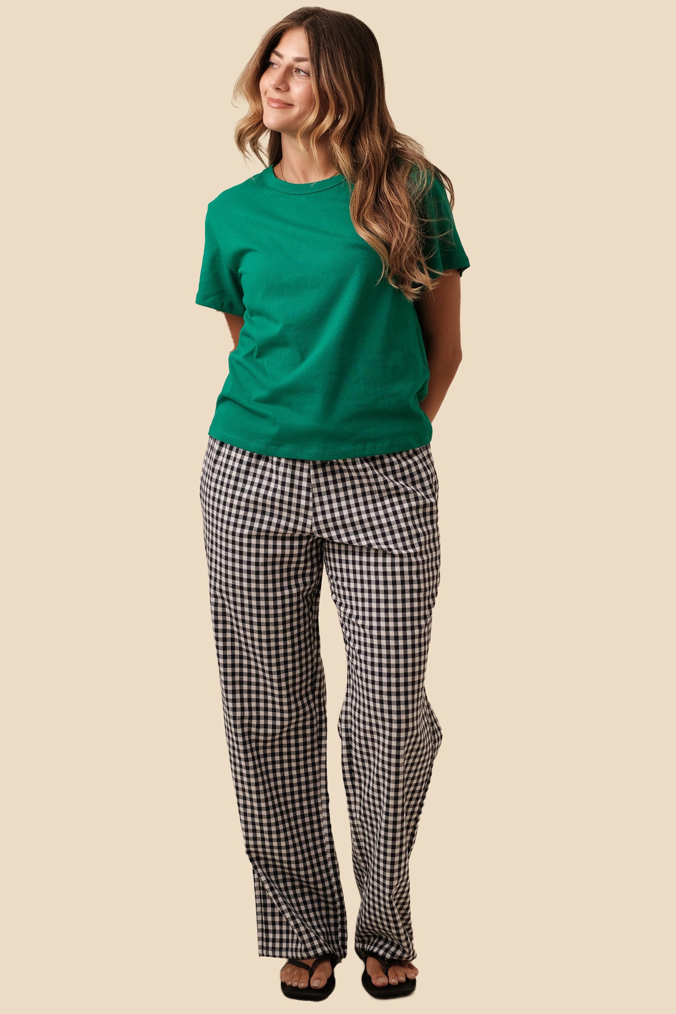 Things Between Winifred Gingham Cotton Relaxed Pants (Navy)