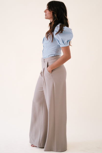 Greylin Stanley Khaki Wide Leg Trousers