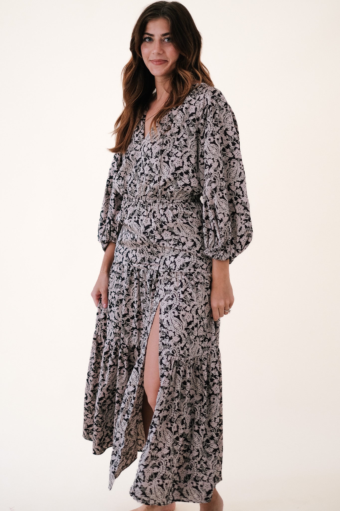 Current Air Lily Deep Paisley Print Maxi Dress