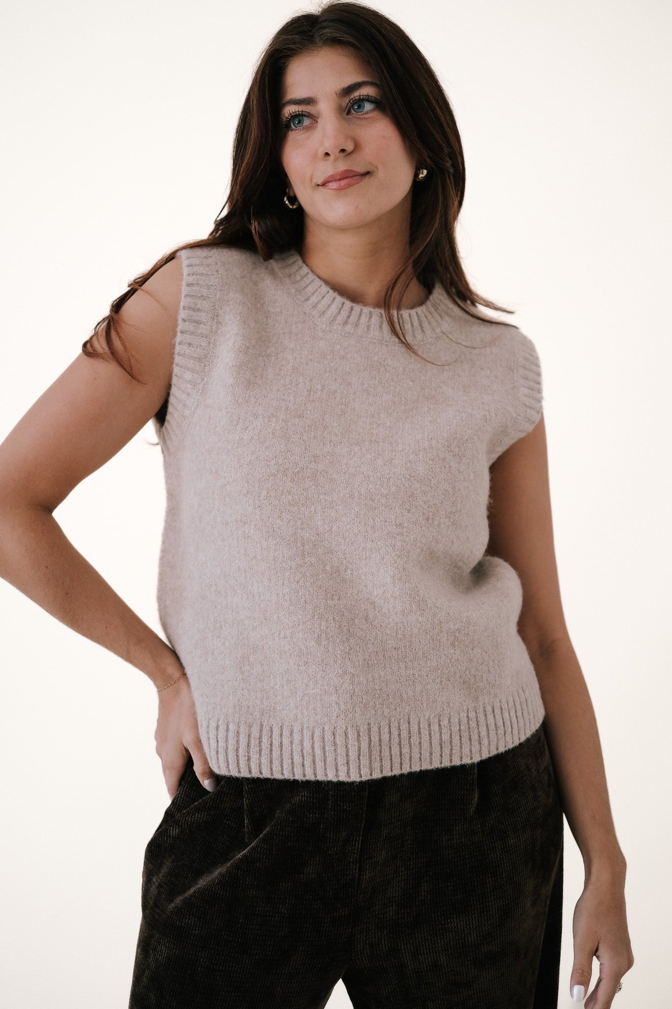 PINCH Paloma Knit Sweater Vest Top (Cream)