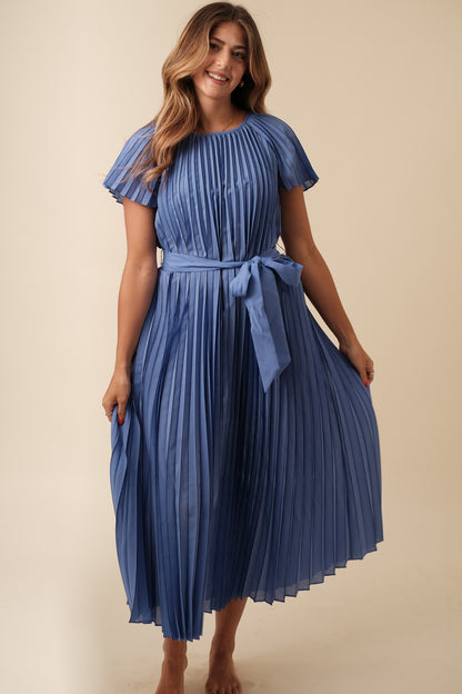 Current Air Vera Royal Blue Pleated Midi Dress (M)