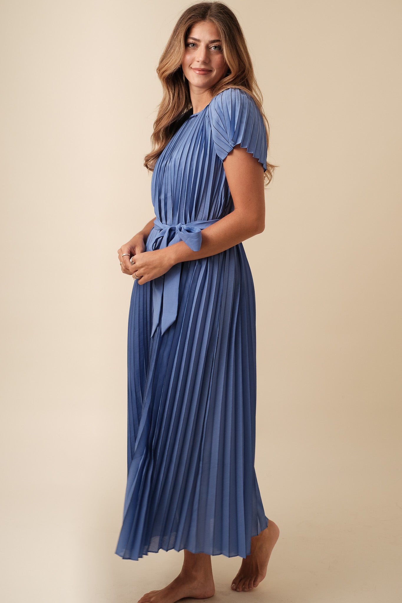 Current Air Vera Royal Blue Pleated Midi Dress