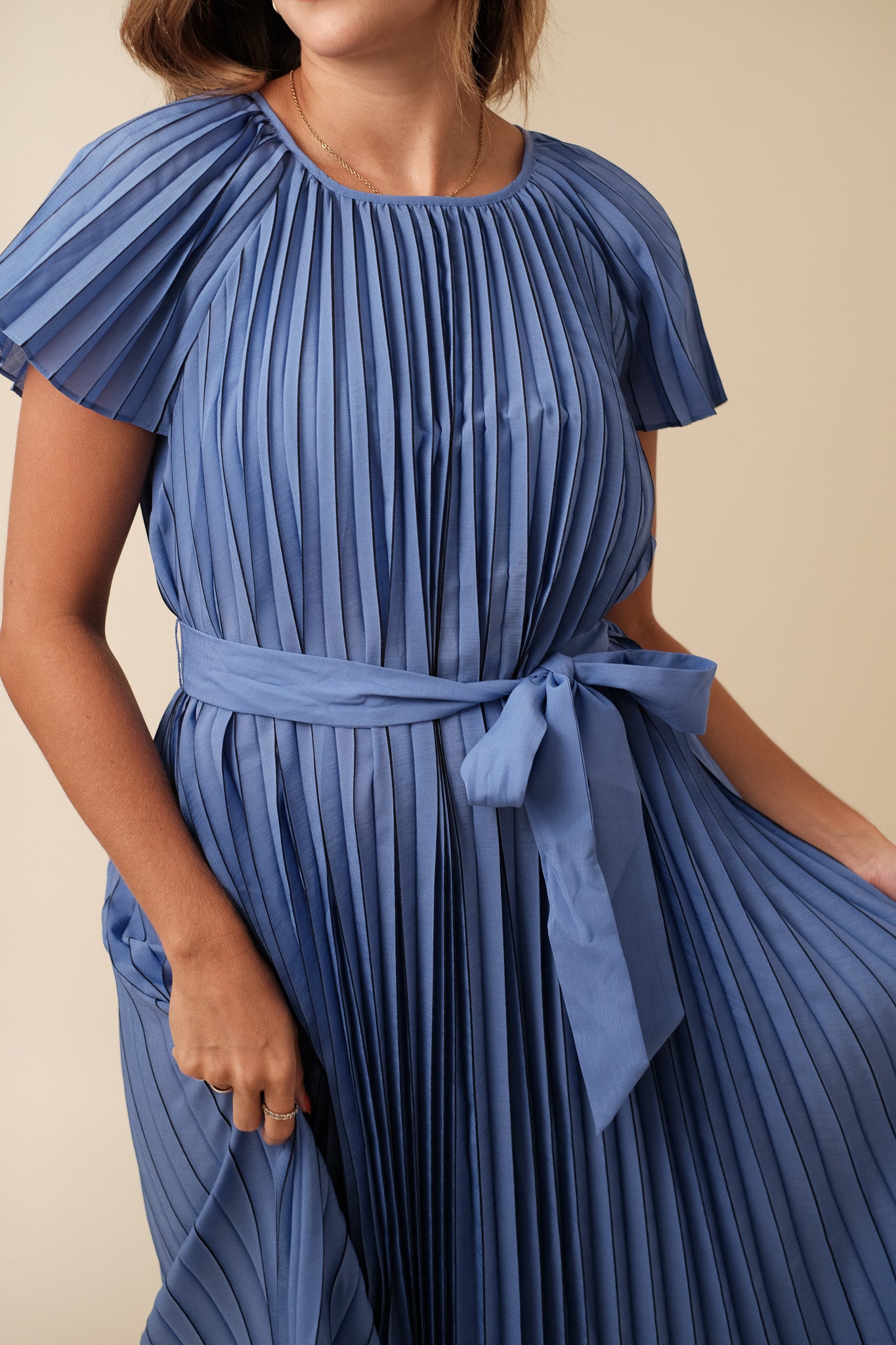 Current Air Vera Royal Blue Pleated Midi Dress