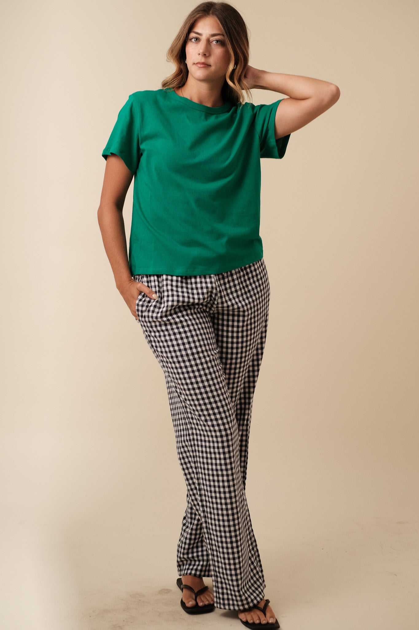 Things Between Winifred Gingham Cotton Relaxed Pants (Navy)