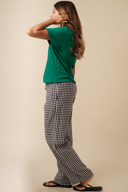 Things Between Winifred Gingham Cotton Relaxed Pants (Navy)