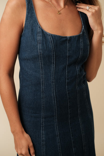 Sofie the Label Yvonne Denim Sleeveless Midi Dress