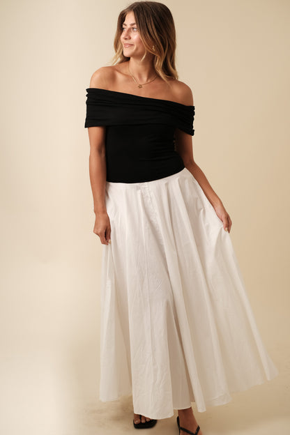 Zara Black and White Capped Sleeve Maxi Dress