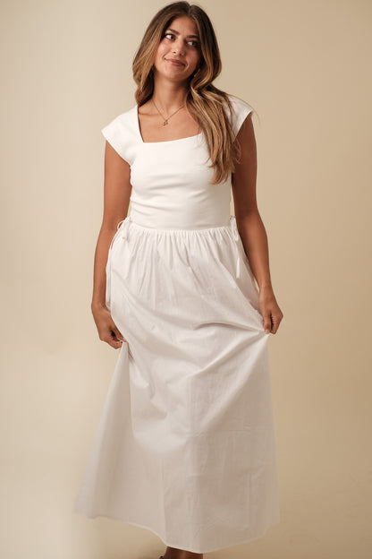 Sofie the Label Zella White Cap Sleeve Tie Waist Midi Dress