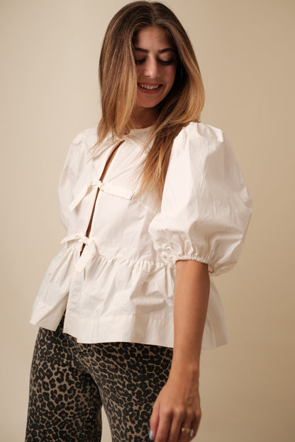 Sofie the Label Cara Cotton Poplin Tie Top (Cream)