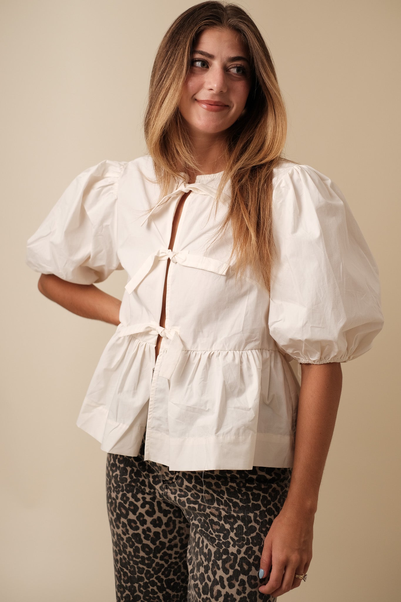 Sofie the Label Cara Cotton Poplin Tie Top (Cream)