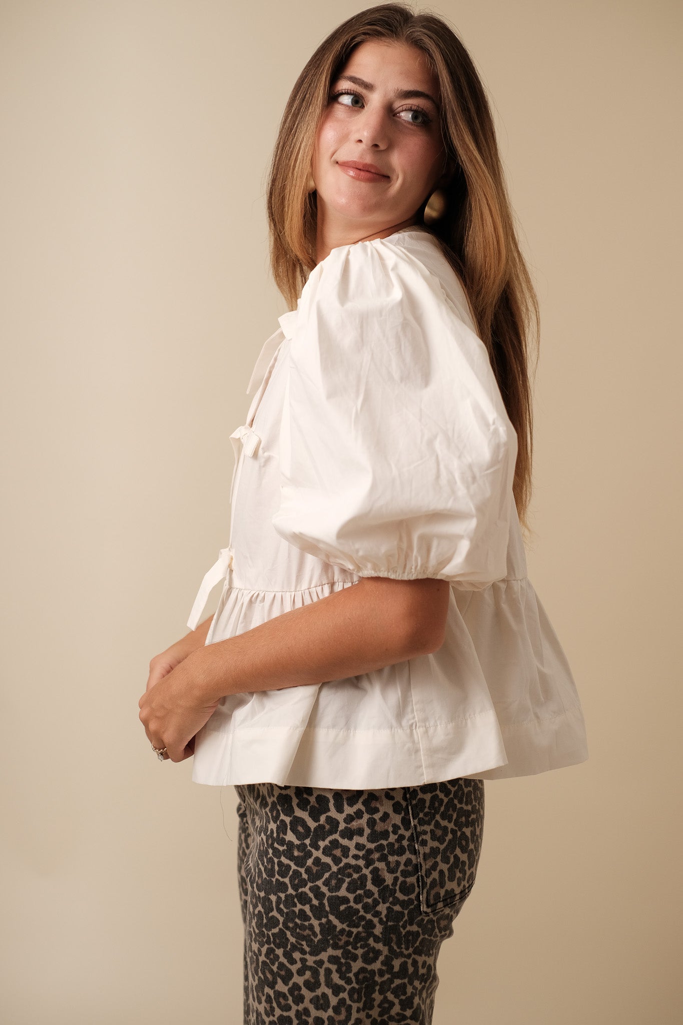 Sofie the Label Cara Cotton Poplin Tie Top (Cream)