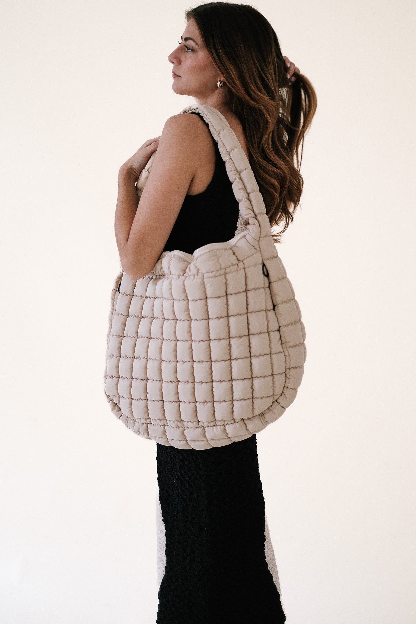 Quilted 2025 puffer tote