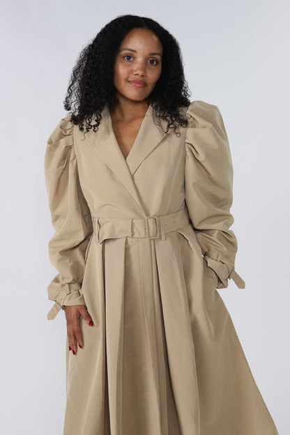 Sofie the Label Claudia Trench Puff Sleeve Trench Midi Dress