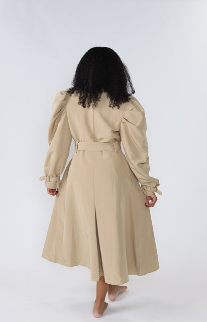 Sofie the Label Claudia Trench Puff Sleeve Trench Midi Dress