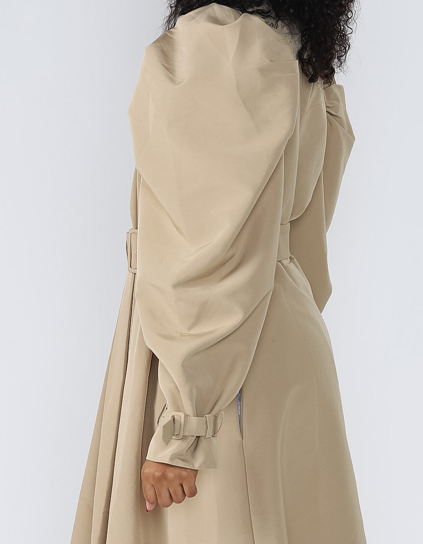 Sofie the Label Claudia Trench Puff Sleeve Trench Midi Dress