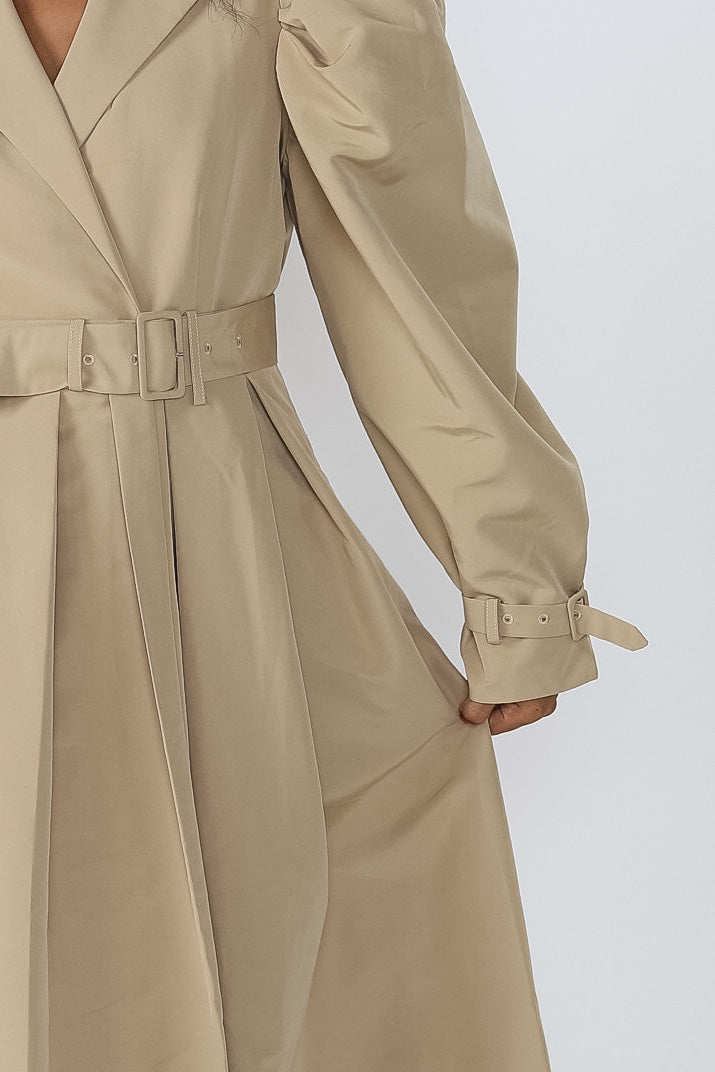 Sofie the Label Claudia Trench Puff Sleeve Trench Midi Dress