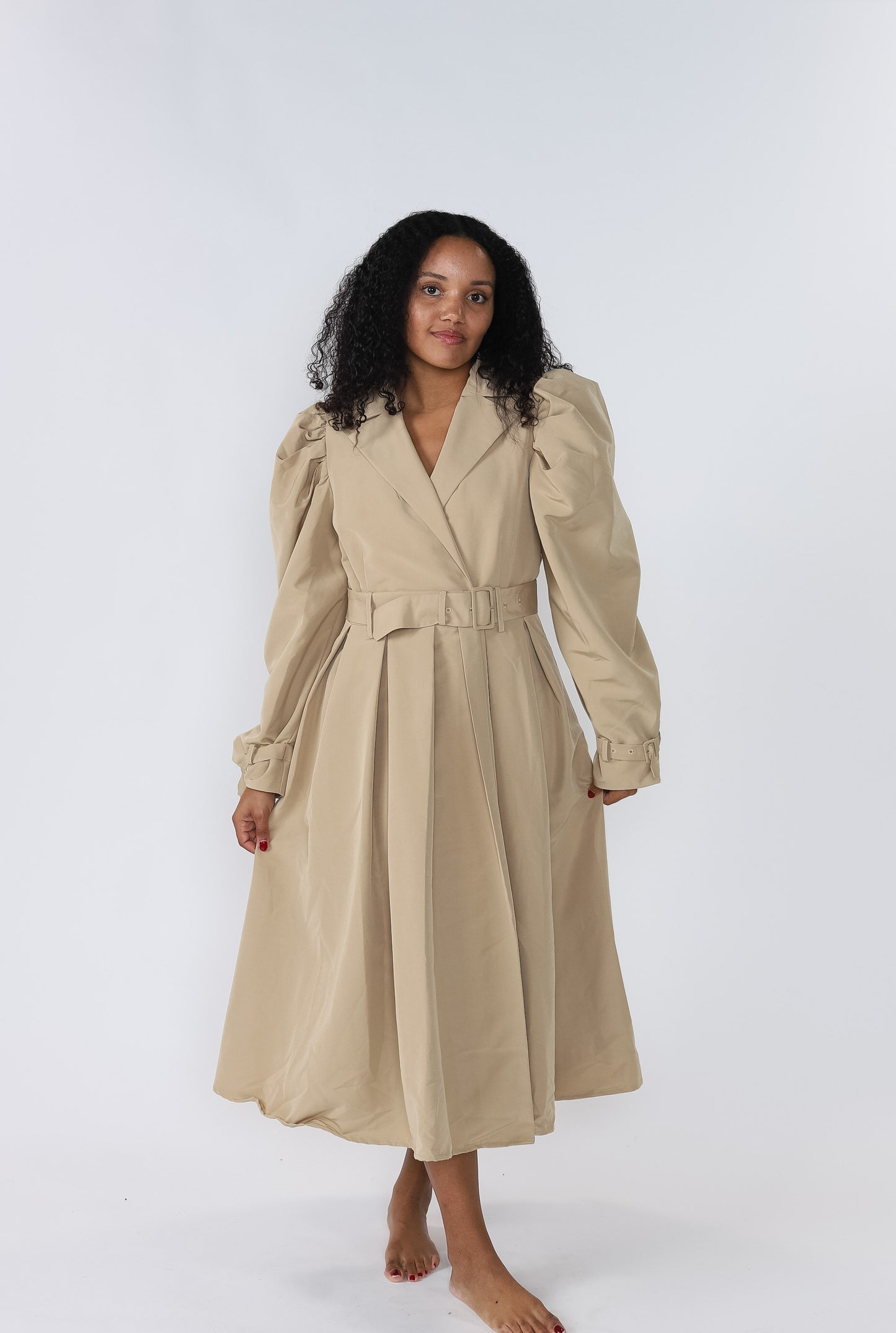 Sofie the Label Claudia Trench Puff Sleeve Trench Midi Dress