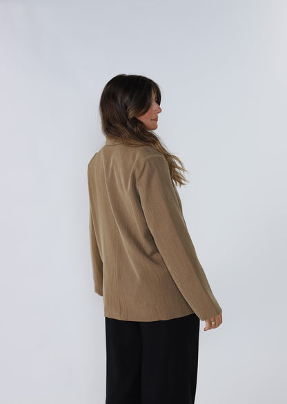 Kerry Oversized Herringbone Blazer (Khaki)