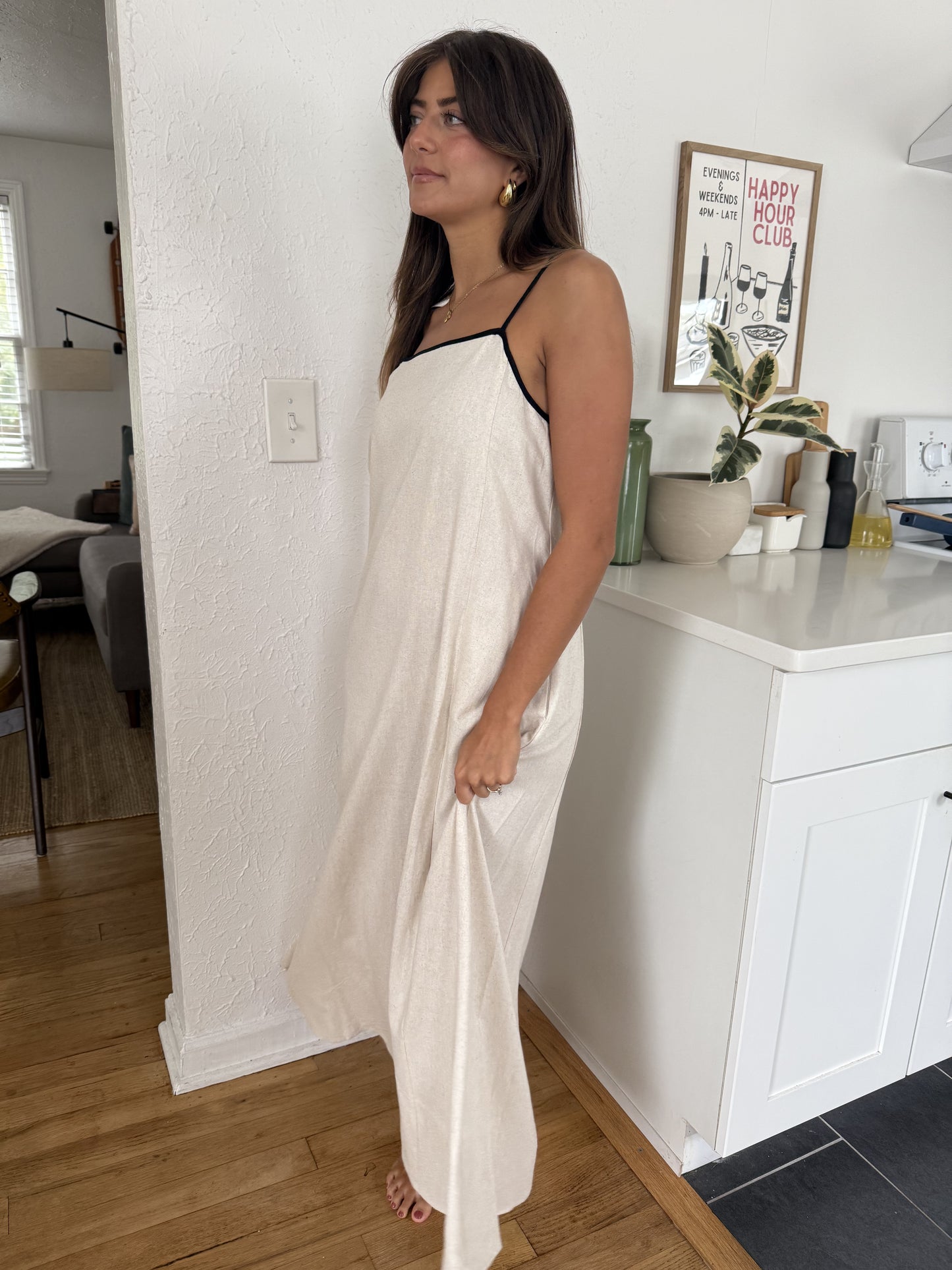 Things Between Giana Linen Sleeveless Maxi Dress (Cream)