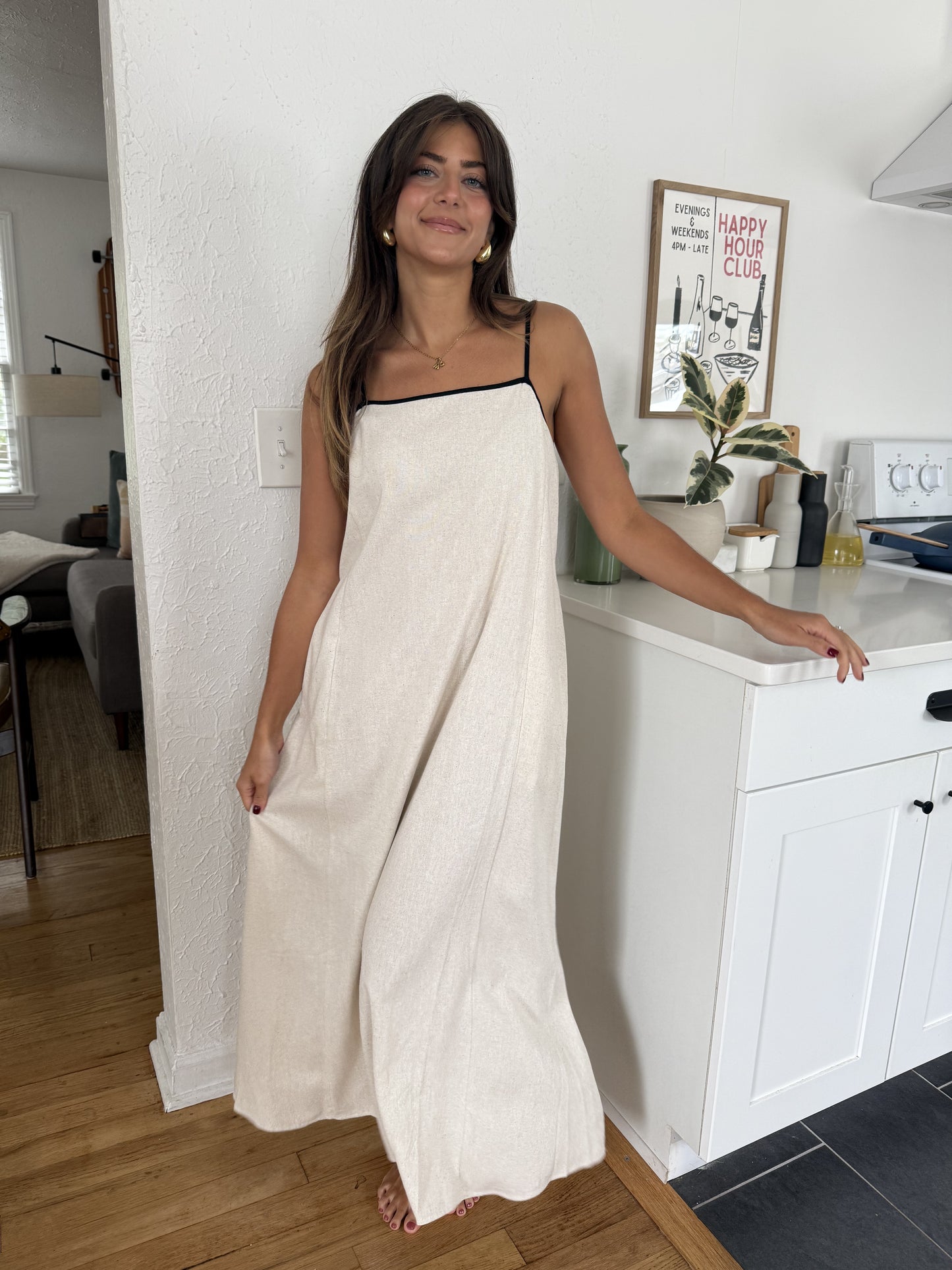 Things Between Giana Linen Sleeveless Maxi Dress (Cream)