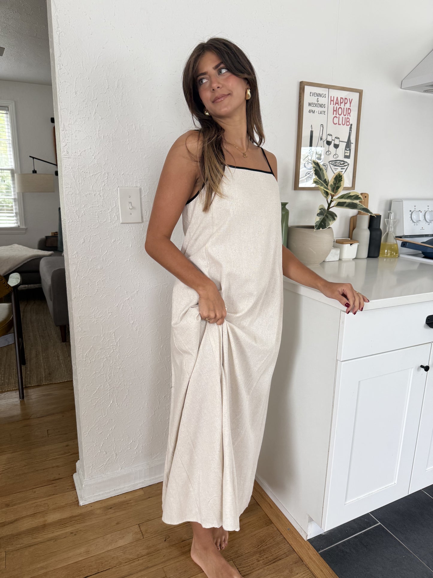 Things Between Giana Linen Sleeveless Maxi Dress (Cream)