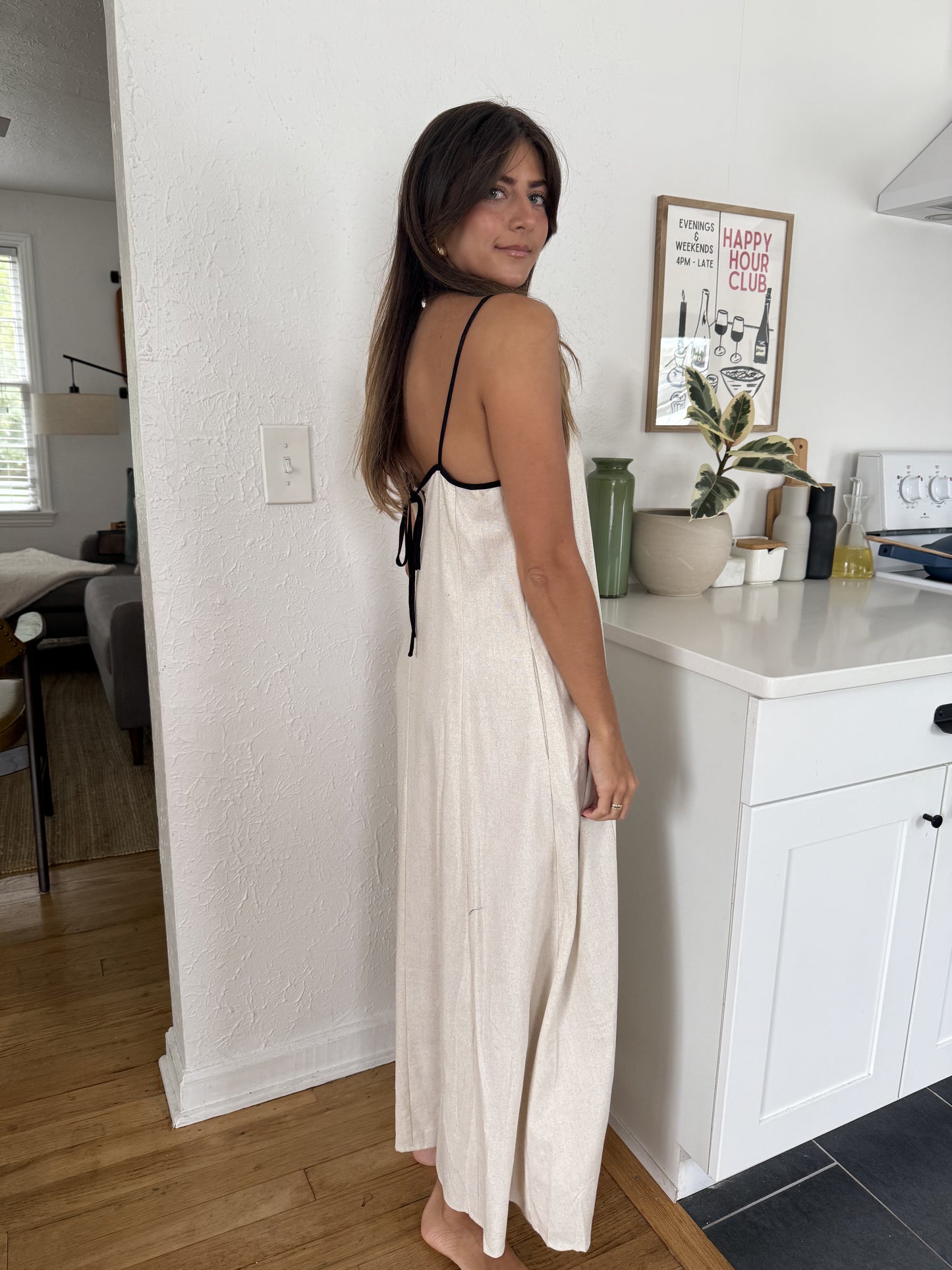 Things Between Giana Linen Sleeveless Maxi Dress (Cream)