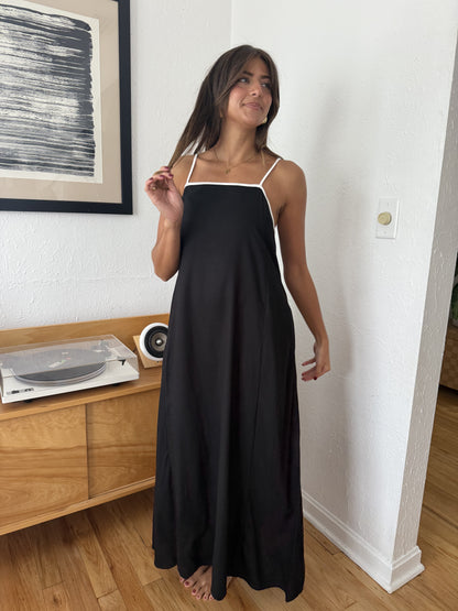 Things Between Giana Linen Sleeveless Maxi Dress (Black)