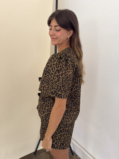 Things Between Izzy Leopard Print Cotton Tie Top