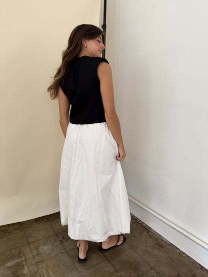 Miou Muse Ingrid White Bubble Hem Midi Skirt