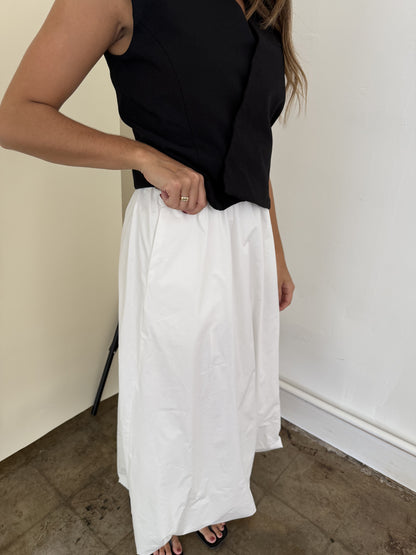 Miou Muse Ingrid White Bubble Hem Midi Skirt