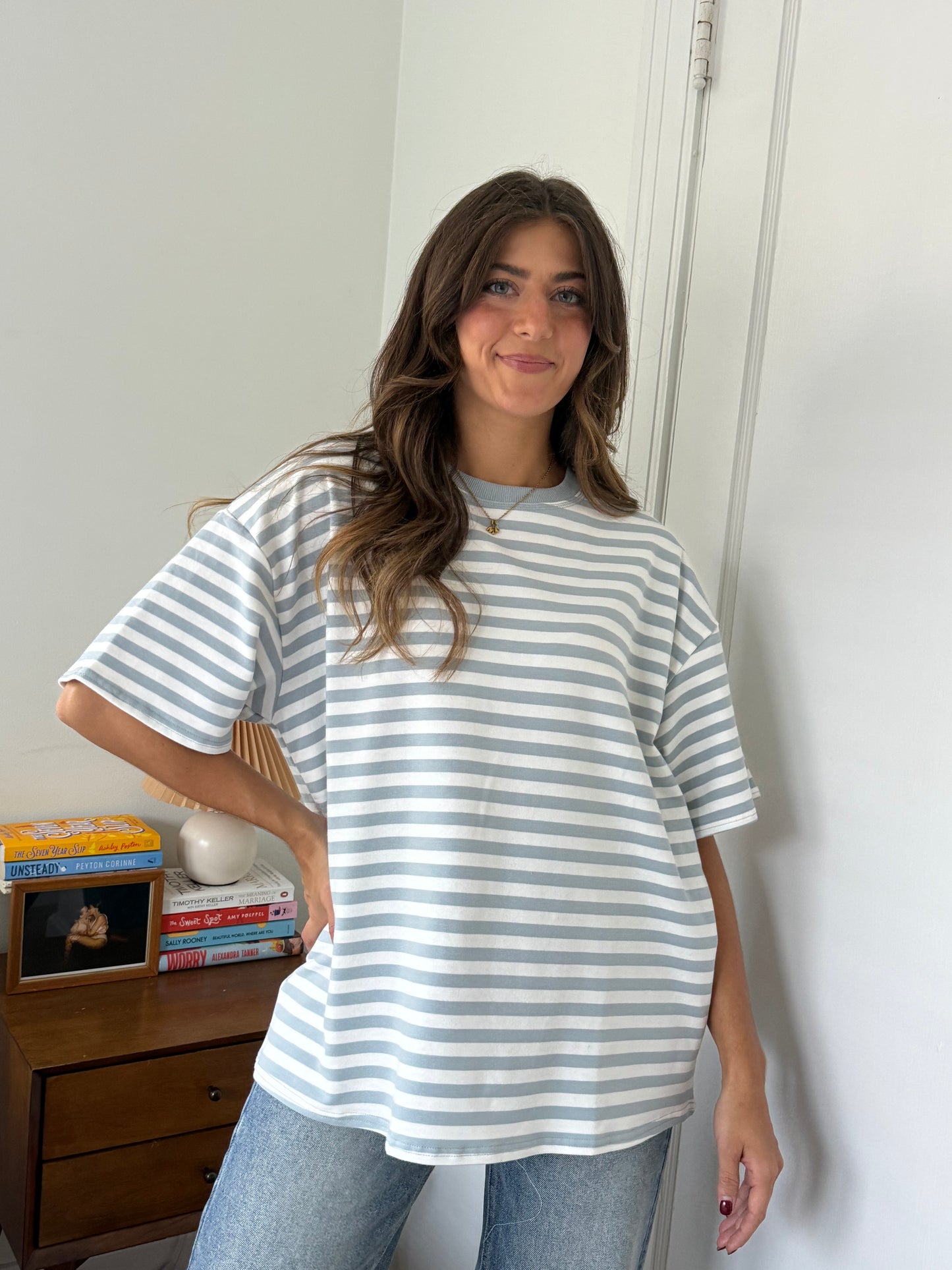 Things Between Tate Striped Oversized T-Shirt (Blue)