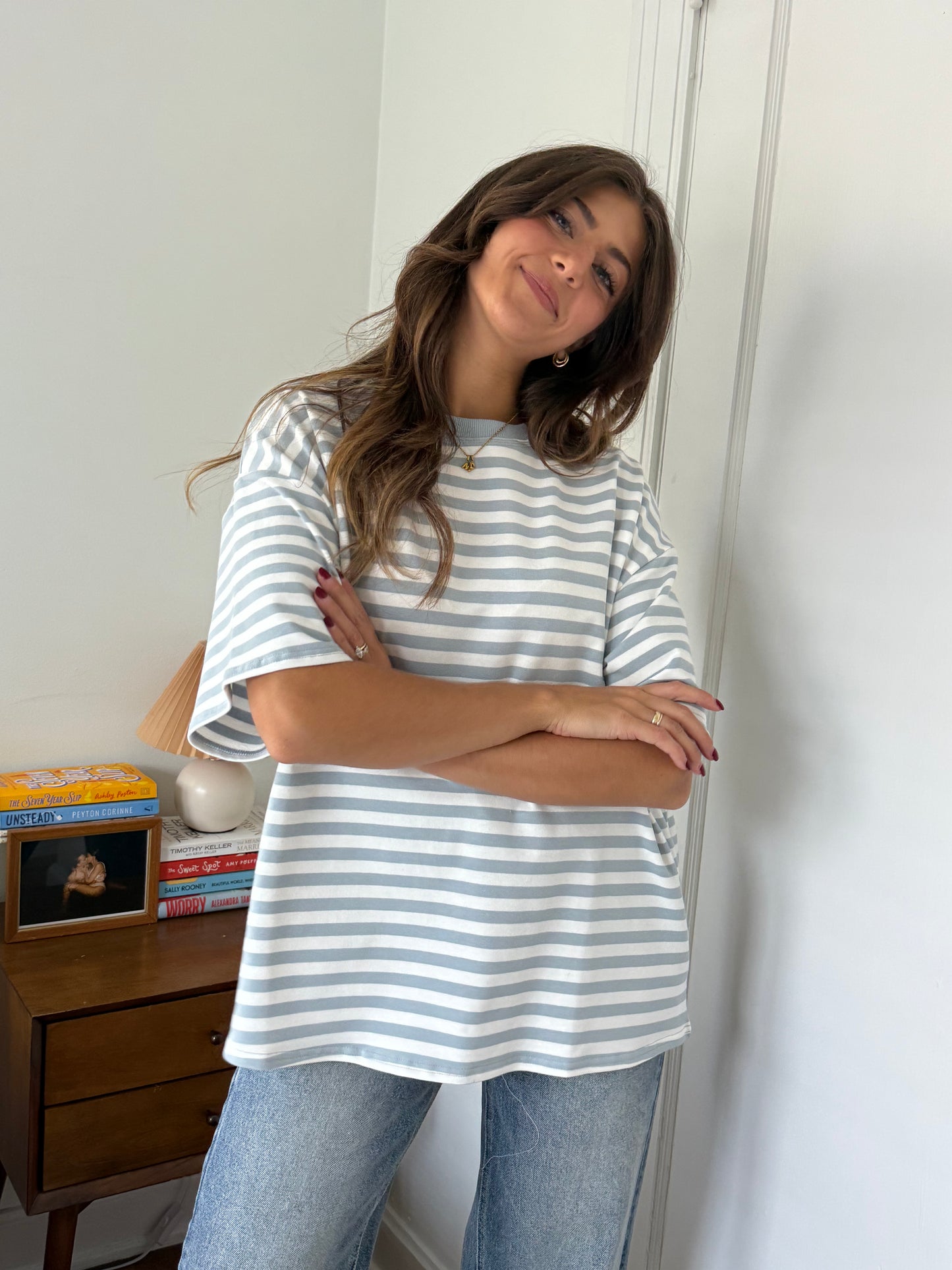 Things Between Tate Striped Oversized T-Shirt (Blue)