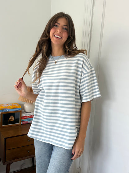 Things Between Tate Striped Oversized T-Shirt (Blue)