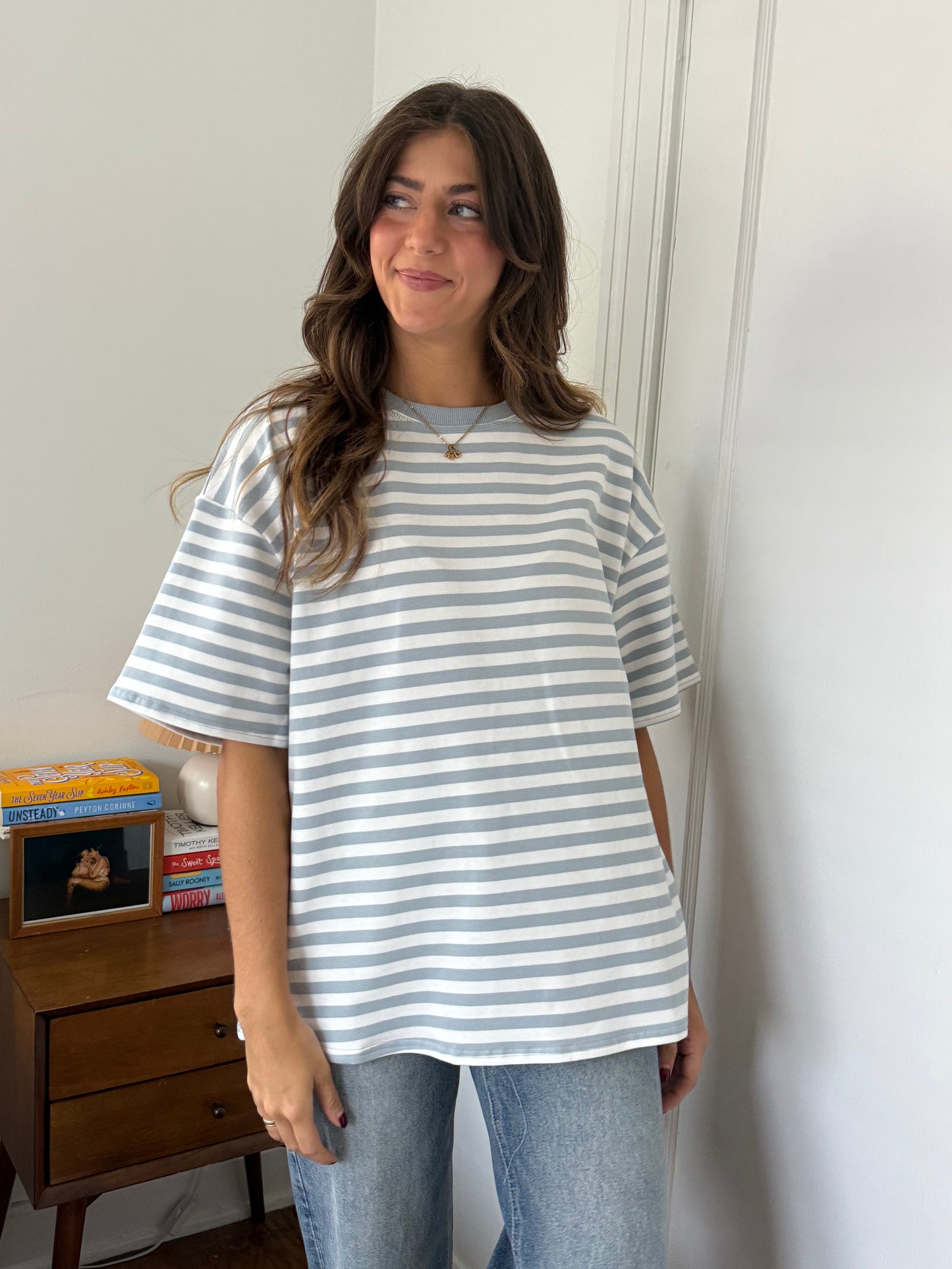 Things Between Tate Striped Oversized T-Shirt (Blue)