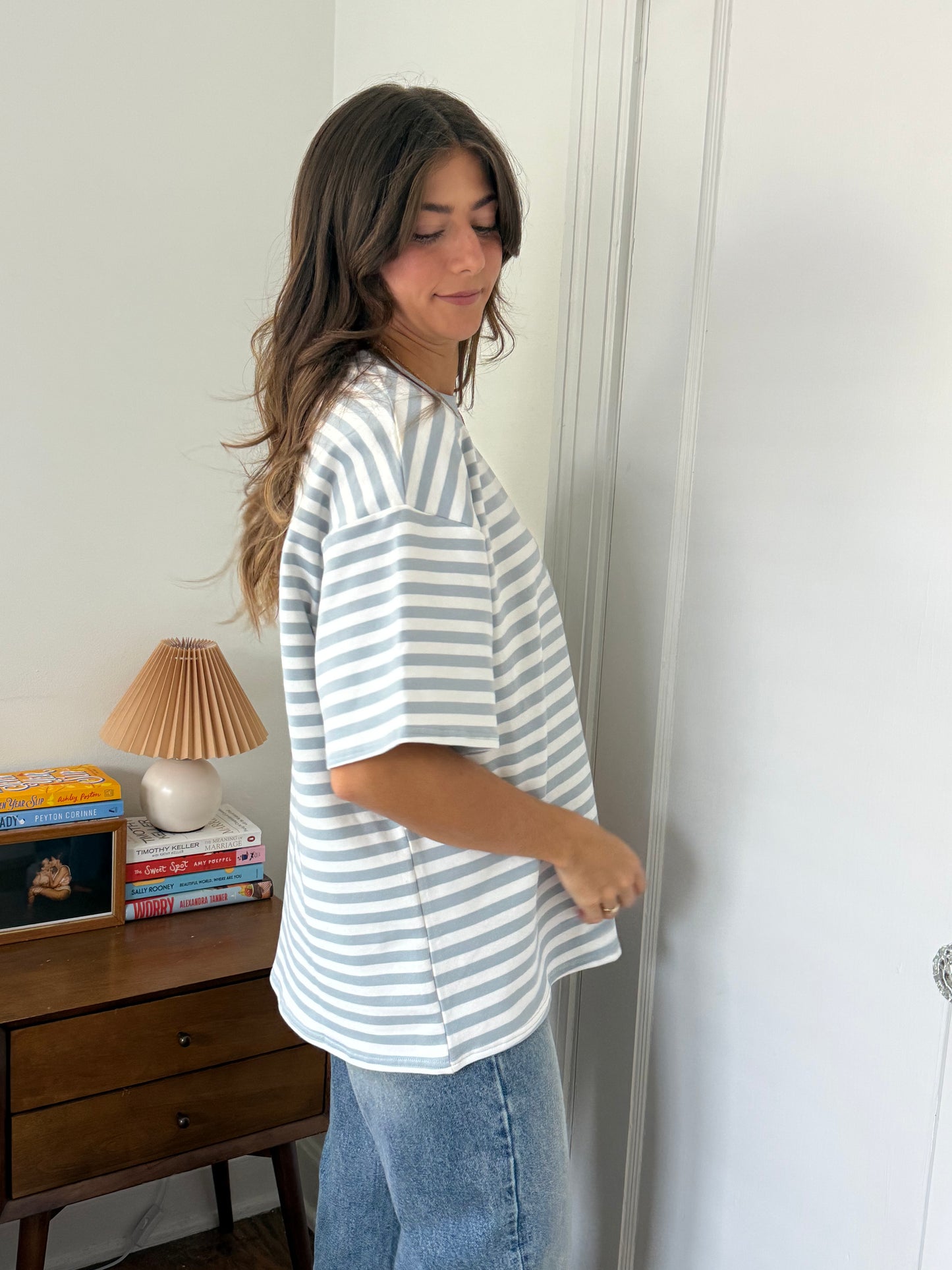 Things Between Tate Striped Oversized T-Shirt (Blue)