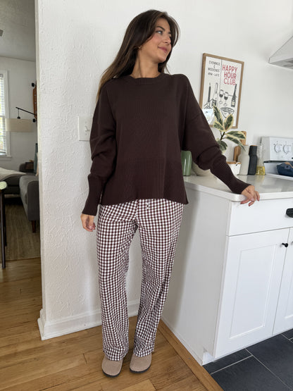 Things Between Winifred Gingham Cotton Relaxed Pants (Brown)