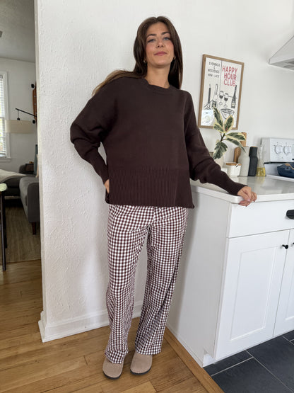 Things Between Winifred Gingham Cotton Relaxed Pants (Brown)