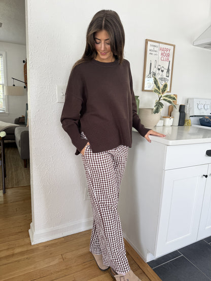 Things Between Winifred Gingham Cotton Relaxed Pants (Brown)