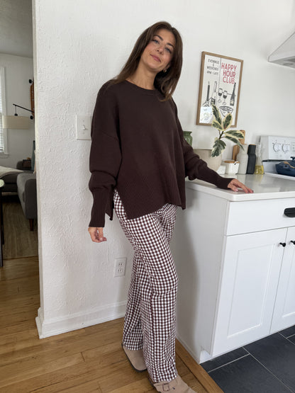 Things Between Winifred Gingham Cotton Relaxed Pants (Brown)