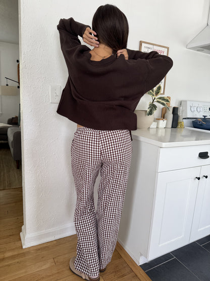 Things Between Winifred Gingham Cotton Relaxed Pants (Brown)