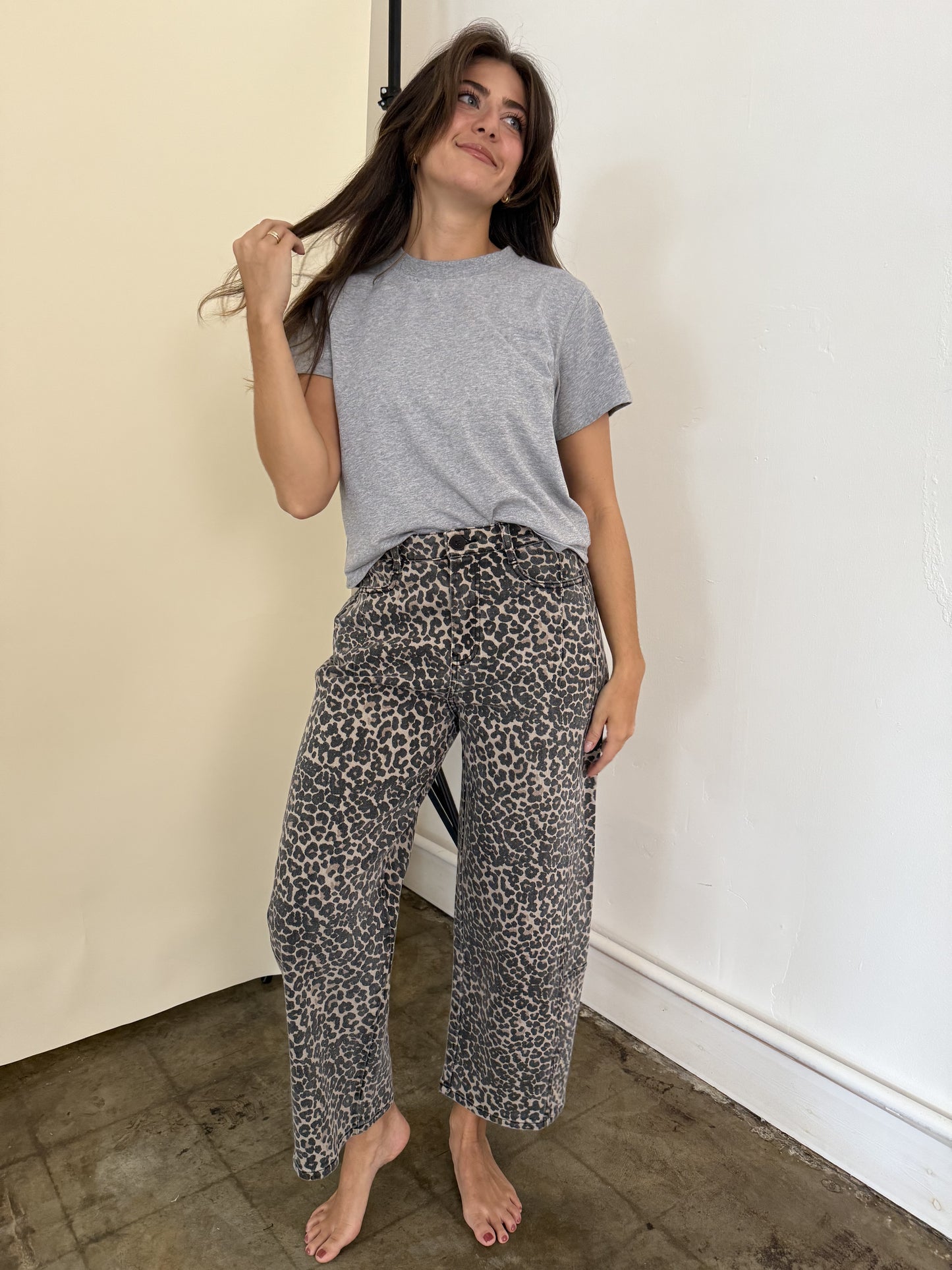 Miou Muse Zoey Leopard Balloon Leg Jeans