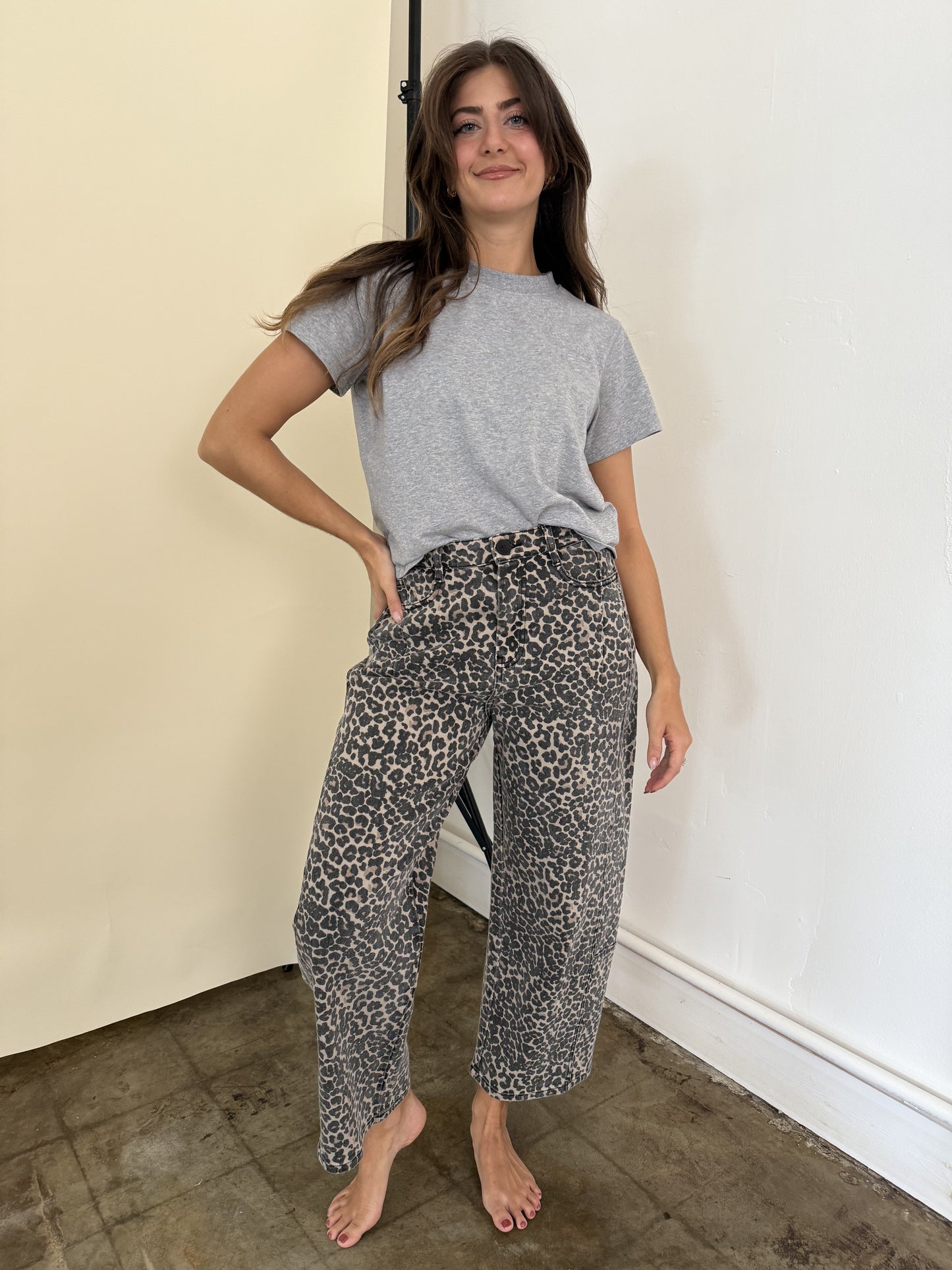 Miou Muse Zoey Leopard Balloon Leg Jeans